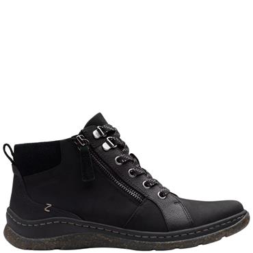 CLARKS WOMENS WATERPROOF LACE ANKLE BOOT - BLACK